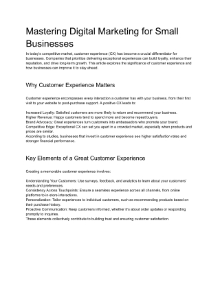 Mastering Digital Marketing for Small Businesses