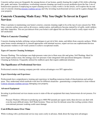 ** Concrete Cleaning Made Easy: Why You Need To Invest in Expert Solutions **.