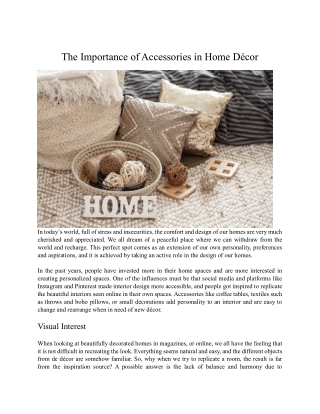 The Importance of Accessories in Home Décor