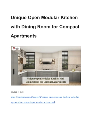 Unique Open Modular Kitchen with Dining Room for Compact Apartments