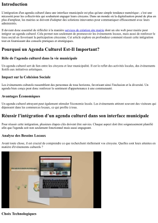 “Réussir l’intégration d’un agenda culturel dans son interface municipale”