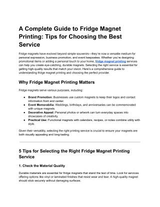A Complete Guide to Fridge Magnet Printing_ Tips for Choosing the Best Service