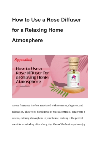 How to Use a Rose Diffuser for a Relaxing Home Atmosphere