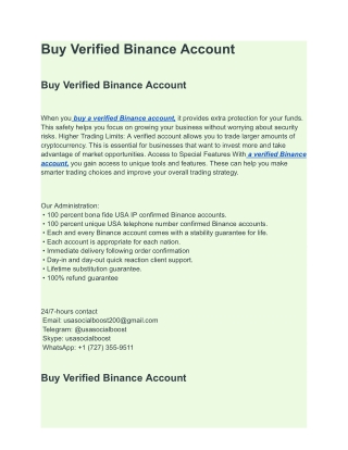 Buy Verified Binance Account