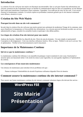 “Comment assurer la maintenance continue du site internet communal ?”