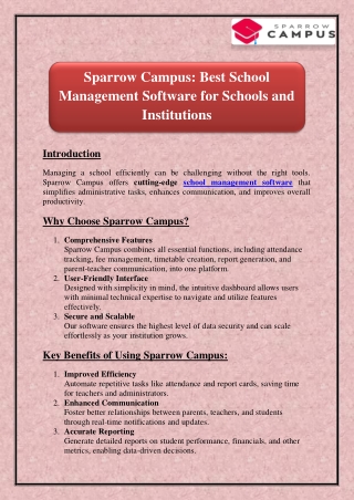 Sparrow Campus - Best School Management Software for Schools and Institutions