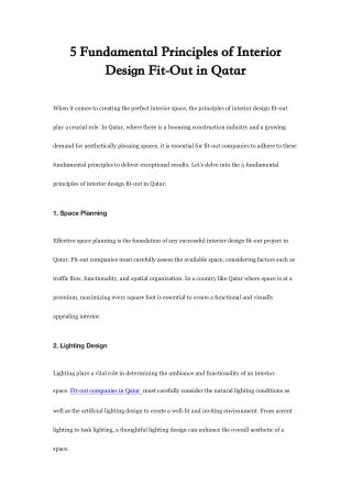 5 Fundamental Principles of Interior Design Fit-Out in Qatar
