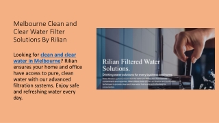 Melbourne Clean and Clear Water Filter Solutions By Rilian