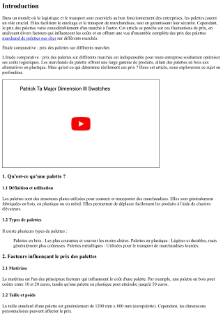 Étude comparative : prix des palettes sur différents marchés