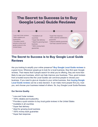 The Secret to Success is to Buy Google Local Guide Reviews