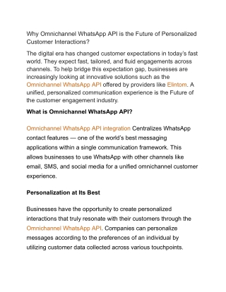 Why Omnichannel WhatsApp API is the Future of Personalized Customer Interactions_