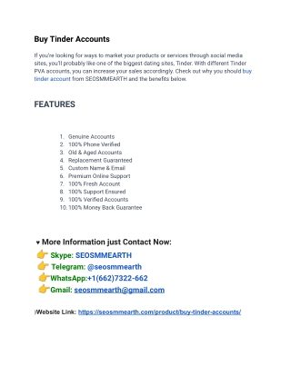 Top 25 Sites To Buy Tinder Accounts in This Time