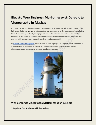 Elevate Your Business Marketing with Corporate Videography in Mackay