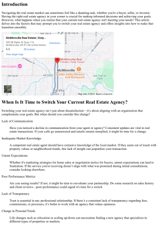 When Is It Time to Switch Your Current Real Estate Agency?