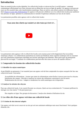 Les partenariats possibles entre agences web et collectivités locales
