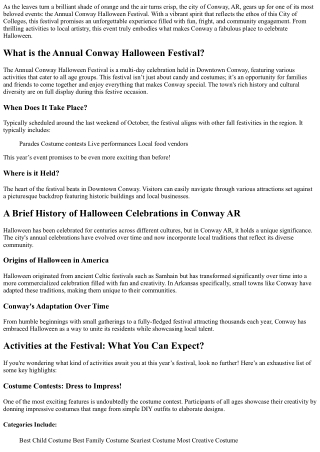 Spooktacular Fun at the Yearly Conway Halloween Celebration