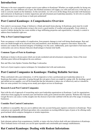 The Ultimate Guide to Pest Control in Kamloops: Everything You Need to Know