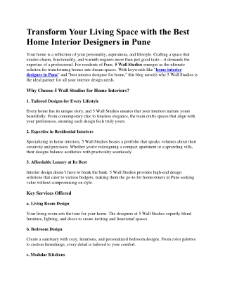 Transform Your Living Space with the Best Home Interior Designers