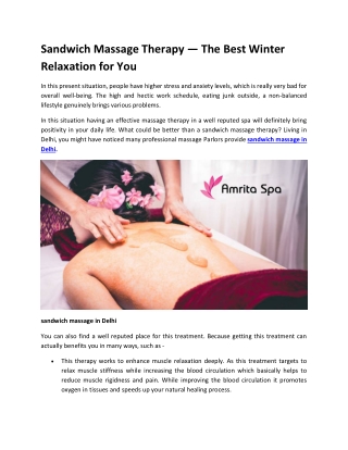 Sandwich Massage Therapy The Best Winter Relaxation for You