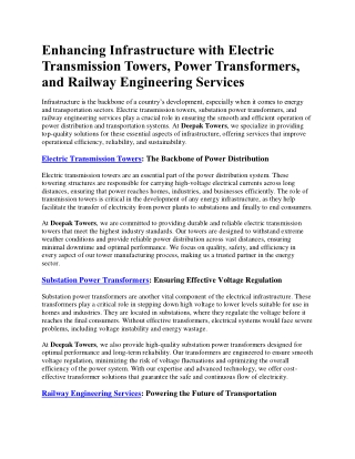 Enhancing Infrastructure with Electric Transmission Towers