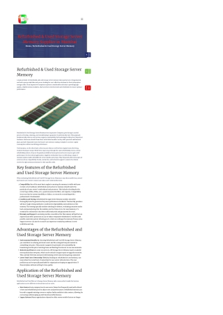 Refurbished & Used Storage Server Memory Supplier In Mumbai.