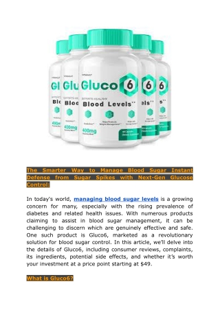 Supports healthy blood sugar levels and weight loss with Gluco6's