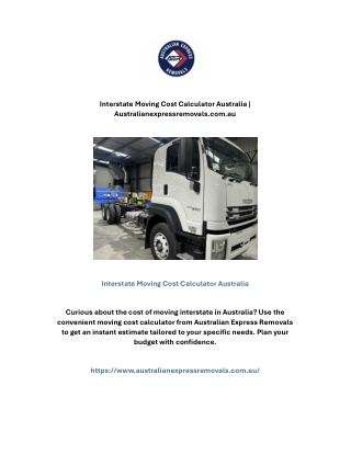 Interstate Moving Cost Calculator Australia | Australianexpressremovals.com.au