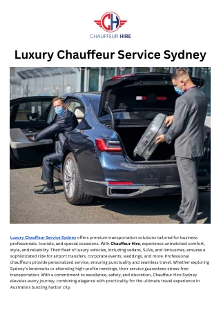 Luxury Chauffeur Service Sydney