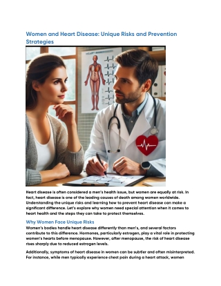 Women and Heart Disease Unique Risks and Prevention Strategies