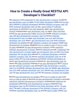 How to Create a Really Great RESTful API Developer’s Checklist (1)