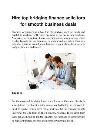 Hire top bridging finance solicitors for smooth business deals