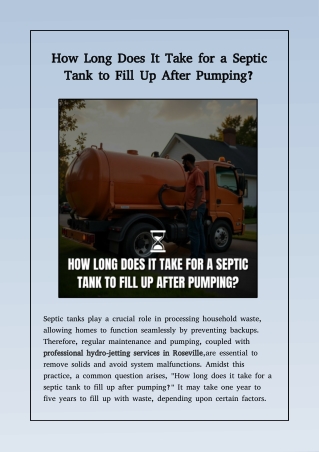 How Long Does It Take for a Septic Tank to Fill Up After Pumping?