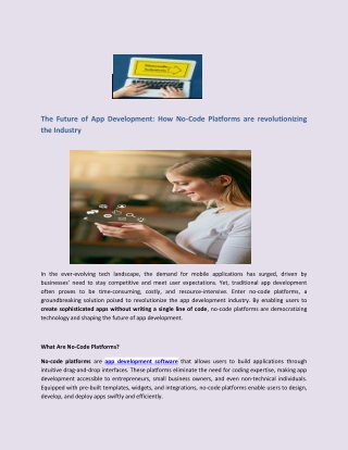The Future of App Development How No-Code Platforms are revolutionizing the Industry