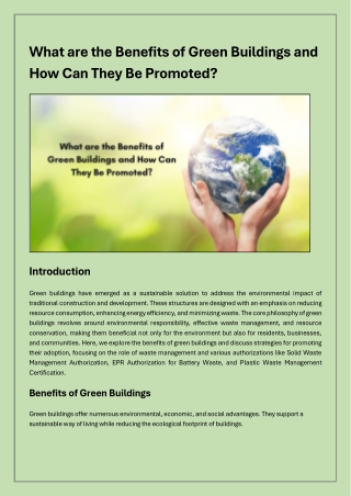 Exploring the Benefits and Promotion of Green Buildings