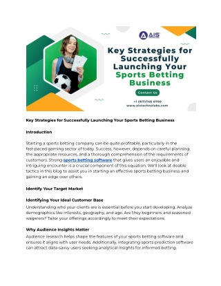 Key Strategies for Successfully Launching Your Sports Betting Business