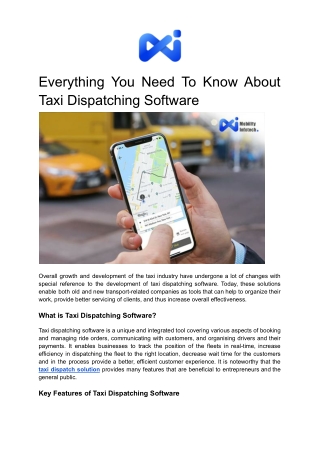 Everything You Need To Know About Taxi Dispatching Software