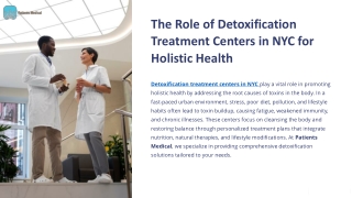 The Role of Detoxification Treatment Centers in NYC for Holistic Health