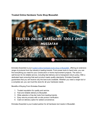 Trusted Online Hardware Tools Shop Mussafah