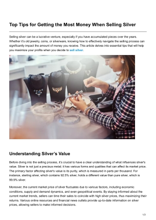 Top Tips for Getting the Most Money When Selling Silver