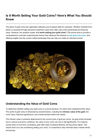 Is It Worth Selling Your Gold Coins Heres What You Should Know