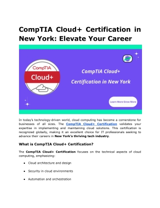 CompTIA Cloud  Certification in New York_ Elevate Your Career