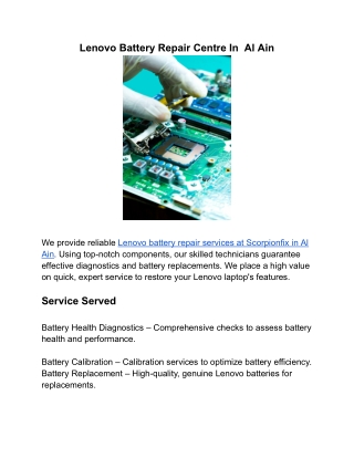 Lenovo Battery Repair Centre In  Al Ain