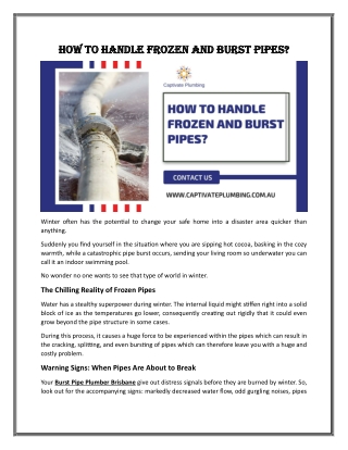 Top Skills That Make a Burst Pipe Plumber Brisbane Great