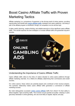 Boost Casino Affiliate Traffic with Proven Marketing Tactics