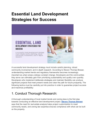 Essential Land Development Strategies for Success