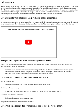 Créer un calendrier des événements sur le site de votre mairie