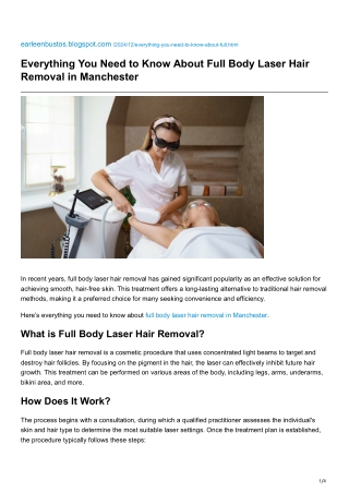 Everything You Need to Know About Full Body Laser Hair Removal in Manchester