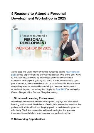 5 Reasons to Attend a Personal Development Workshop in 2025