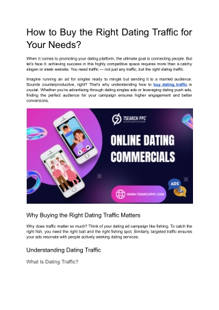 How to Buy the Right Dating Traffic for Your Needs?