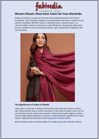 Women Shawls: Must-Have Colors for Your Wardrobe